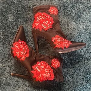 Jessica Simpson Black and Red Floral Women's Boots